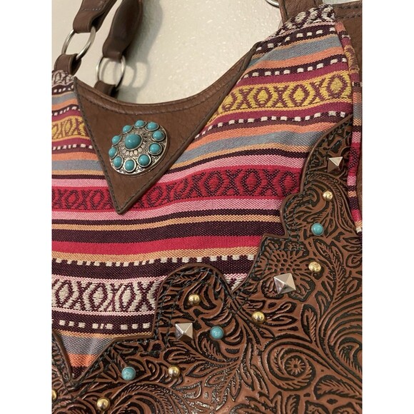Coral Ridge Western Womens Handbag Purse Turquoise Tapestry Concealed Carry (60) - Picture 3 of 5